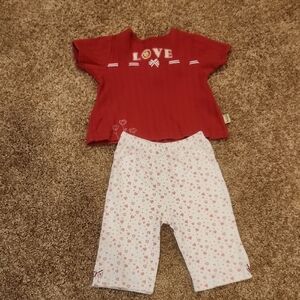Disney Sincerely Pooh Red Love Top and White Heart Pants Set, Size 3-6 Months